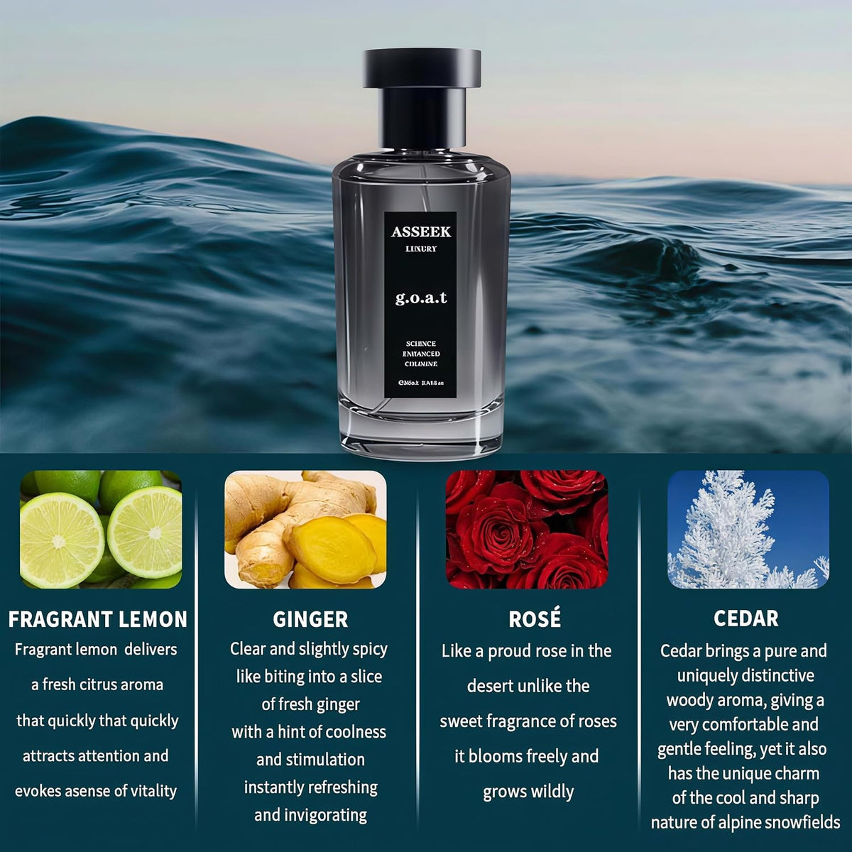 Luxury G.O.A.T Perfume for Men, Upgraded Long-Lasting Woody Citrus Fragrance with Fresh Masculine Notes