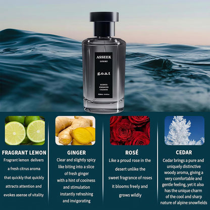 Luxury G.O.A.T Perfume for Men, Upgraded Long-Lasting Woody Citrus Fragrance with Fresh Masculine Notes