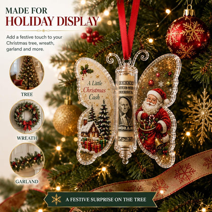 6Pcs Christmas Cash Gift Butterfly Ornament Holiday Money Holder Keepsake