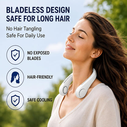 Portable Neck Fan Bladeless Fan, 6000mAh USB Rechargeable, 360° Airflow