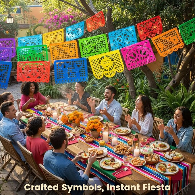 50Pcs Mexican Papel Picado Banner Dia De Los Muertos Altar Ofrenda
