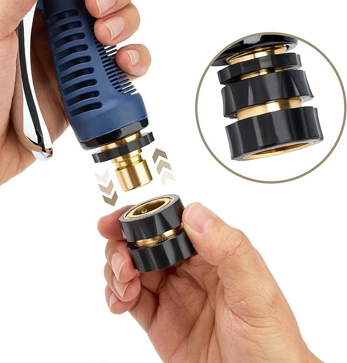 Garden Hose Quick Connectors, Quick-Release Hose Fittings, 3/4-Inch Male & Female Connectors