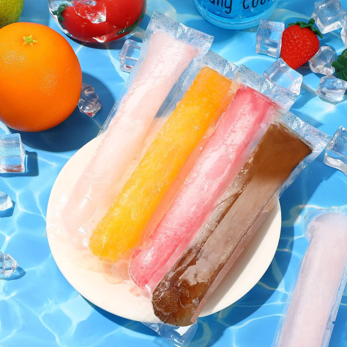 100-Pack BPA-Free Disposable Silicone Ice Pop Mold Bags with Funnel