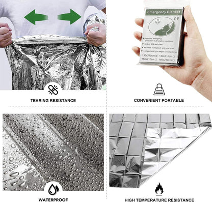 4 Pack Emergency Foil Blanket Survival Thermal Mylar Reflective Blankets