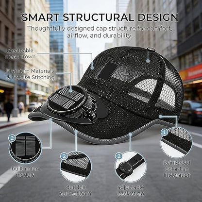 Solar Fan Hat for Women Men,USB Rechargeable Cooling Baseball Cap,Lightweight Balanced Sun Hat