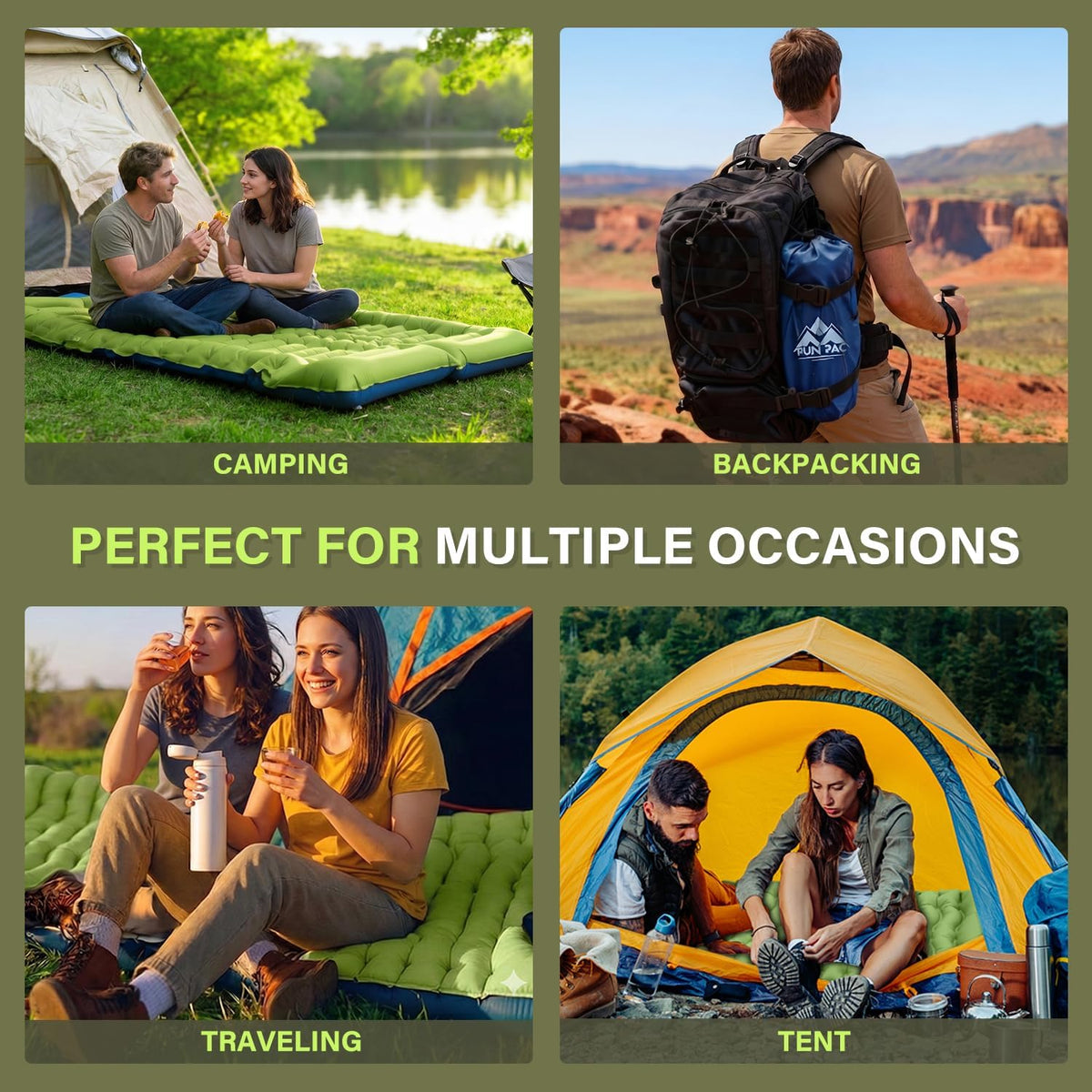 Camping Sleeping Pad, Ultralight Camping Mat with Pillow
