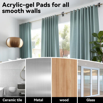 4 Pack Adhesive Curtain Rod Holders No Drilling, Renter Friendly Curtain Rod Brackets