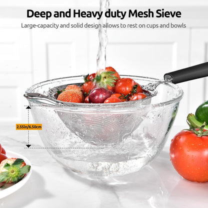 Fine Mesh Strainer - 3.4 Inch Round Sieve - Tea Strainers Soft-boiled Egg Magic Tool