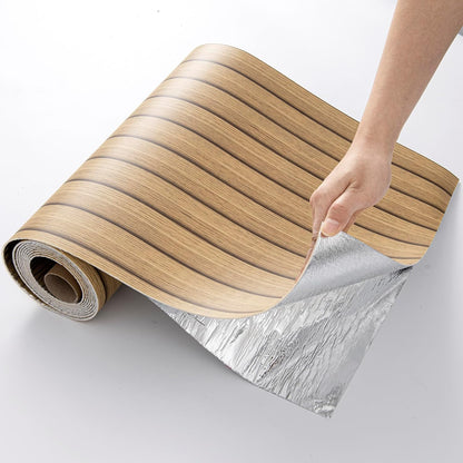 Wood Grain Slat Wall Panels Peel and Stick Faux Wood Thick Wallpaper