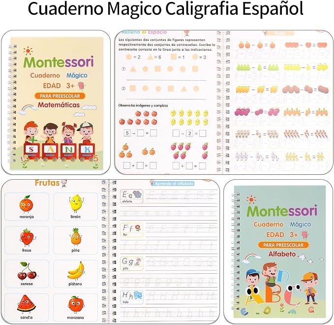 5Pcs Magic Practice Copybook in Spanish Calligraphy Notebook Reusable Educational Calligraphic