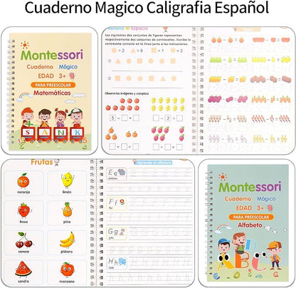 5Pcs Magic Practice Copybook in Spanish Calligraphy Notebook Reusable Educational Calligraphic