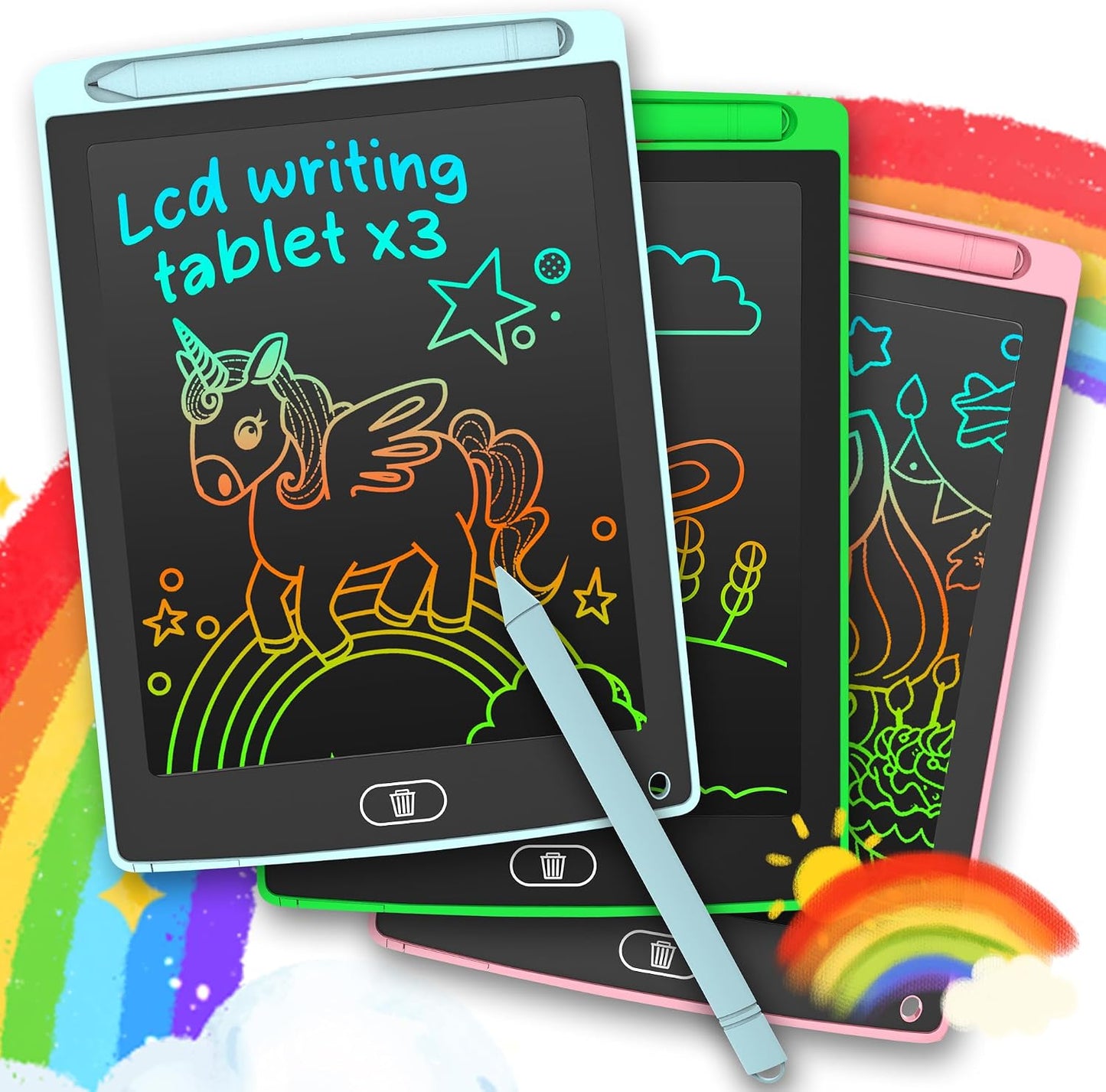 2Pcs LCD Writing Tablet 8.5-Inch Colorful Doodle Board