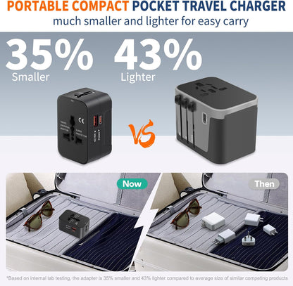 Universal All in One Worldwide Travel Adapter Fast Charge Type C USB-A