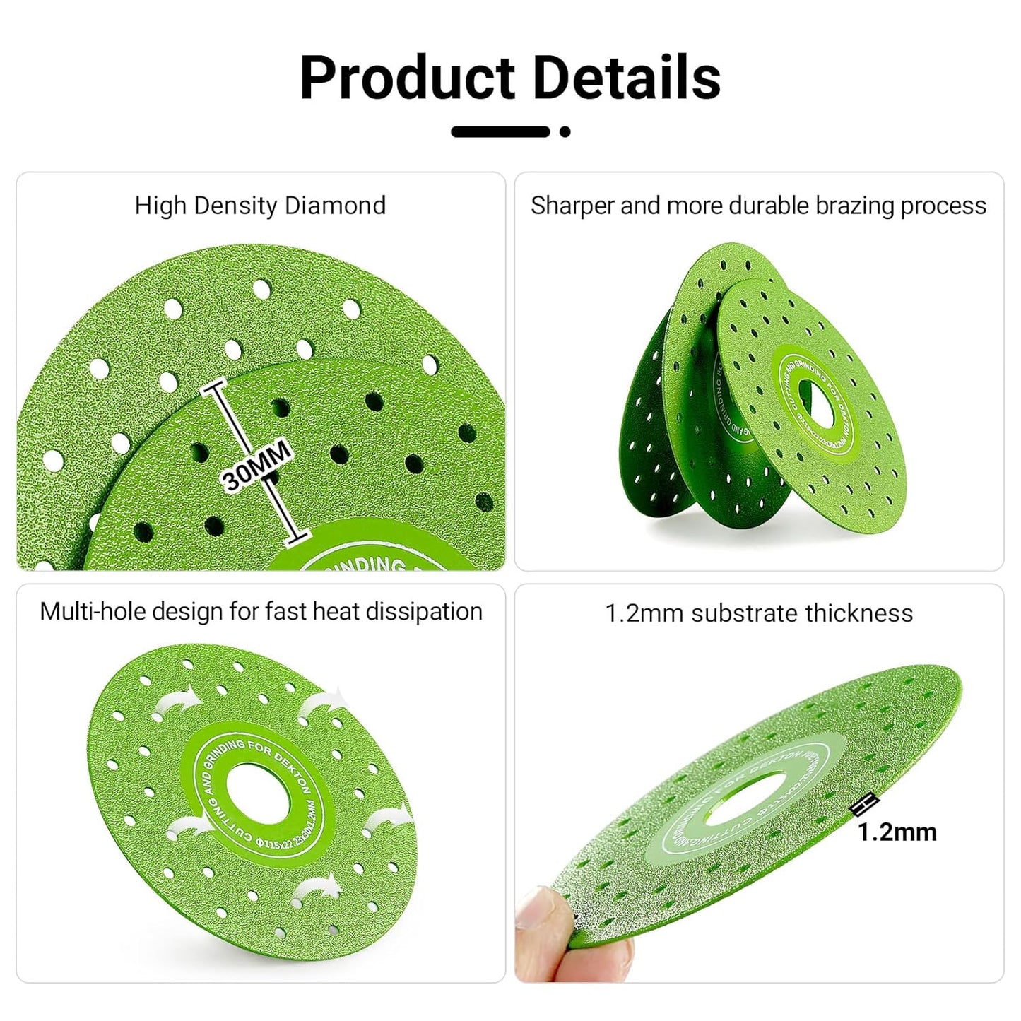 4.5 Inch Ultra Thin 0.05" Diamond Grinding Disc, Double Sided Low Resistance Saw Blade 115mm 22.23mm