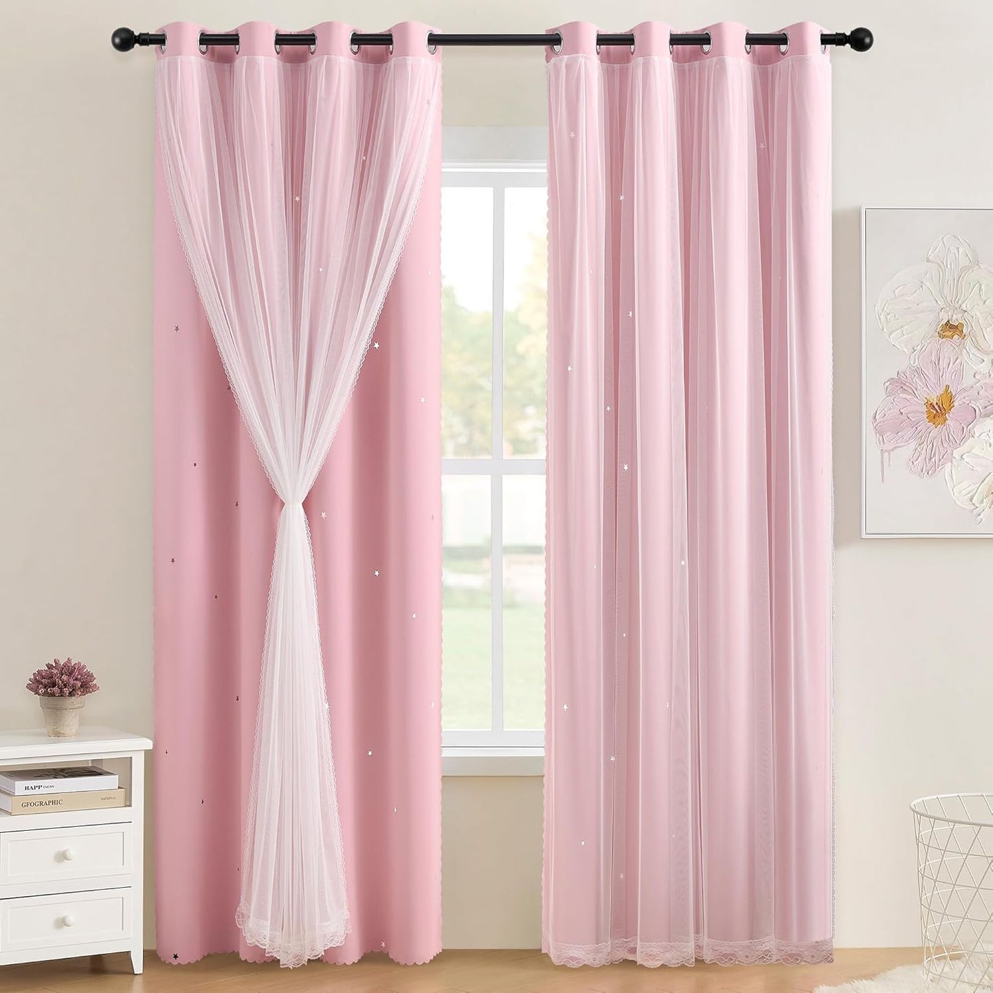 Star Cutout Window Blackout Curtains Bedroom Window Room Darkening Curtains