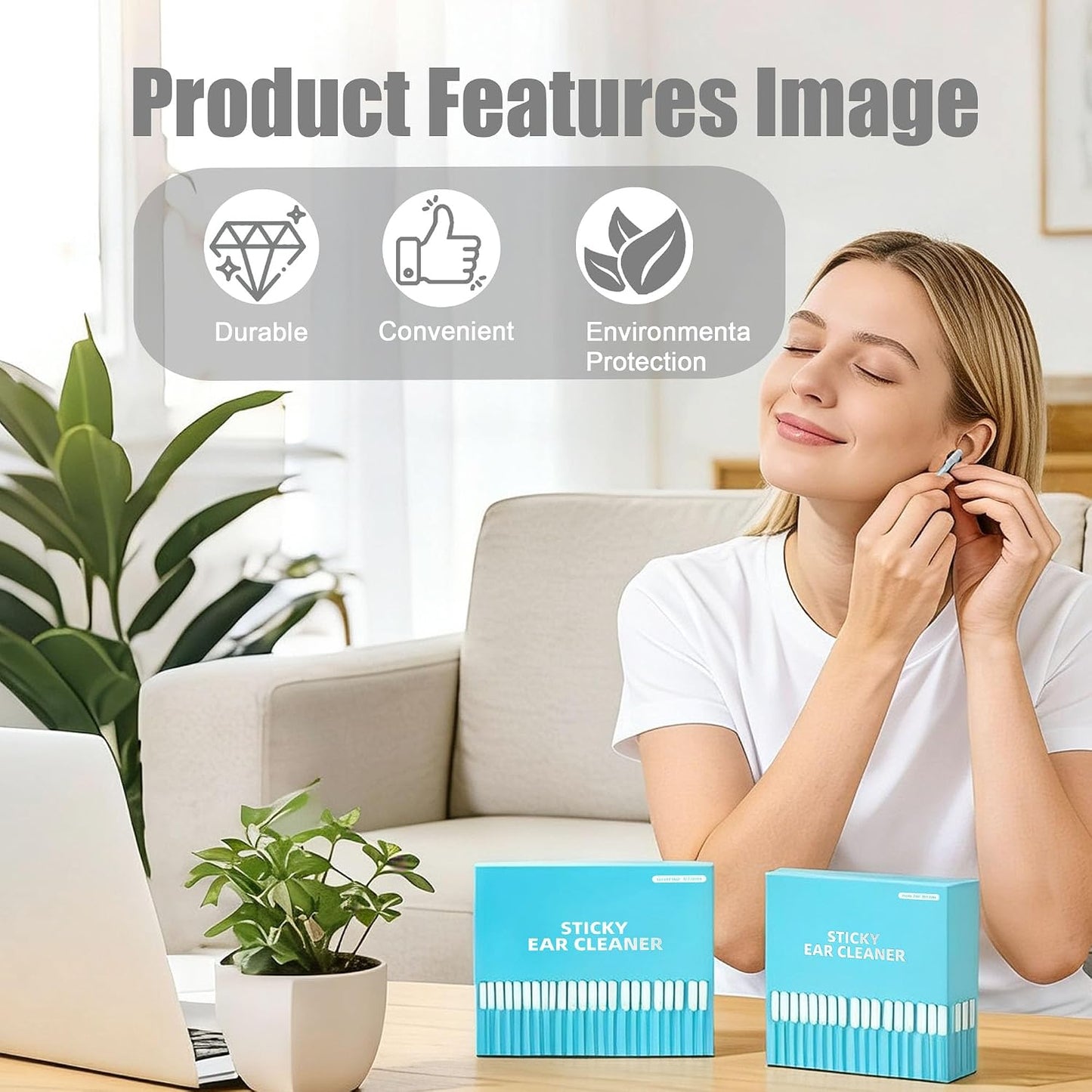 48PCS Sticky Ear Cleaning Stick, Reusable Earwax Removal Adhesive Swabs