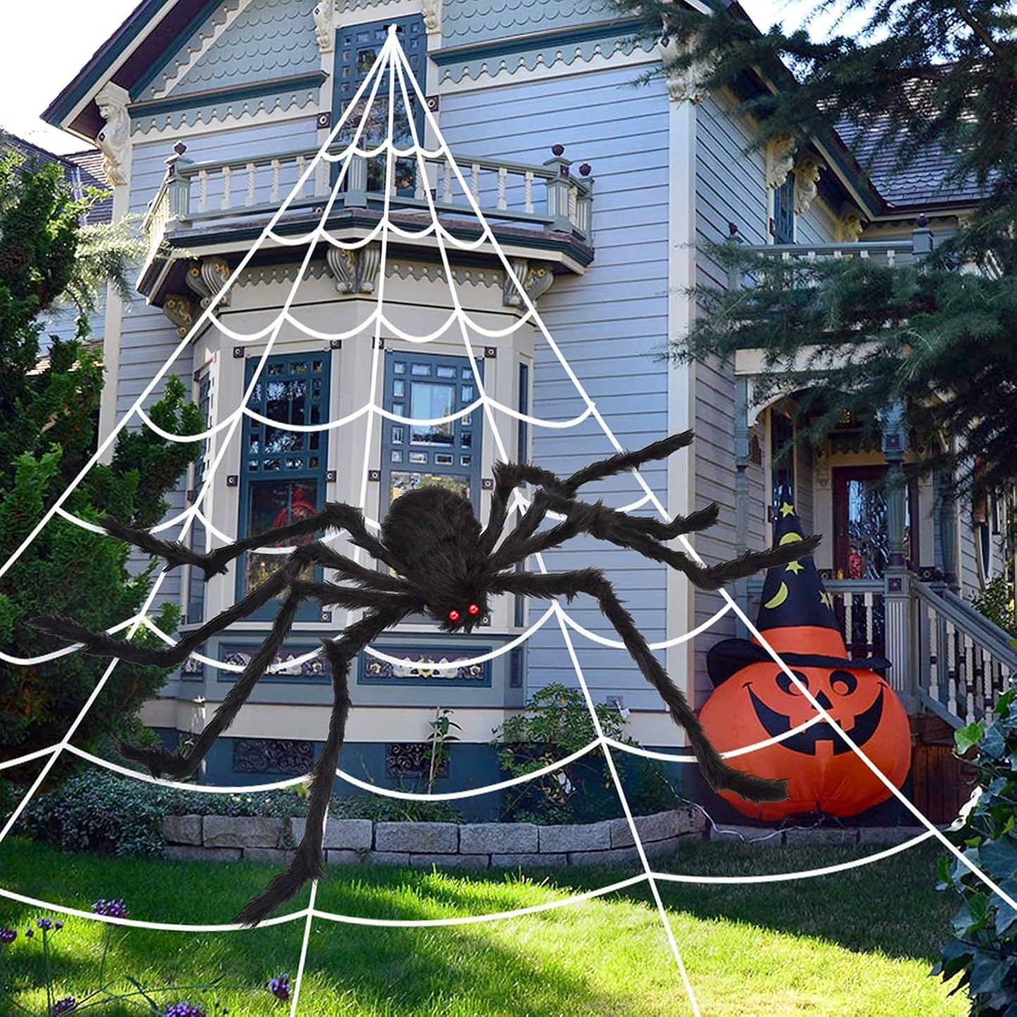 Halloween Decorations Spider Web Outdoor Giant Spider Décor