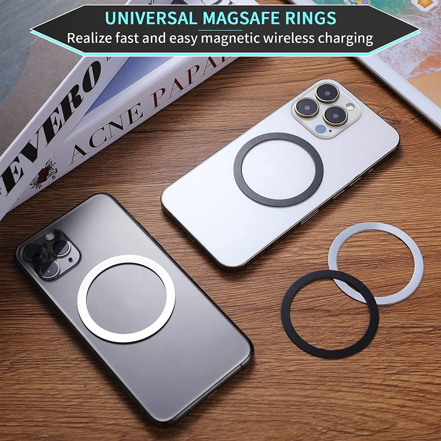 8 PCS Universal Metal Rings Sticker Compatible for Magsafe Magnetic Wireless Charger