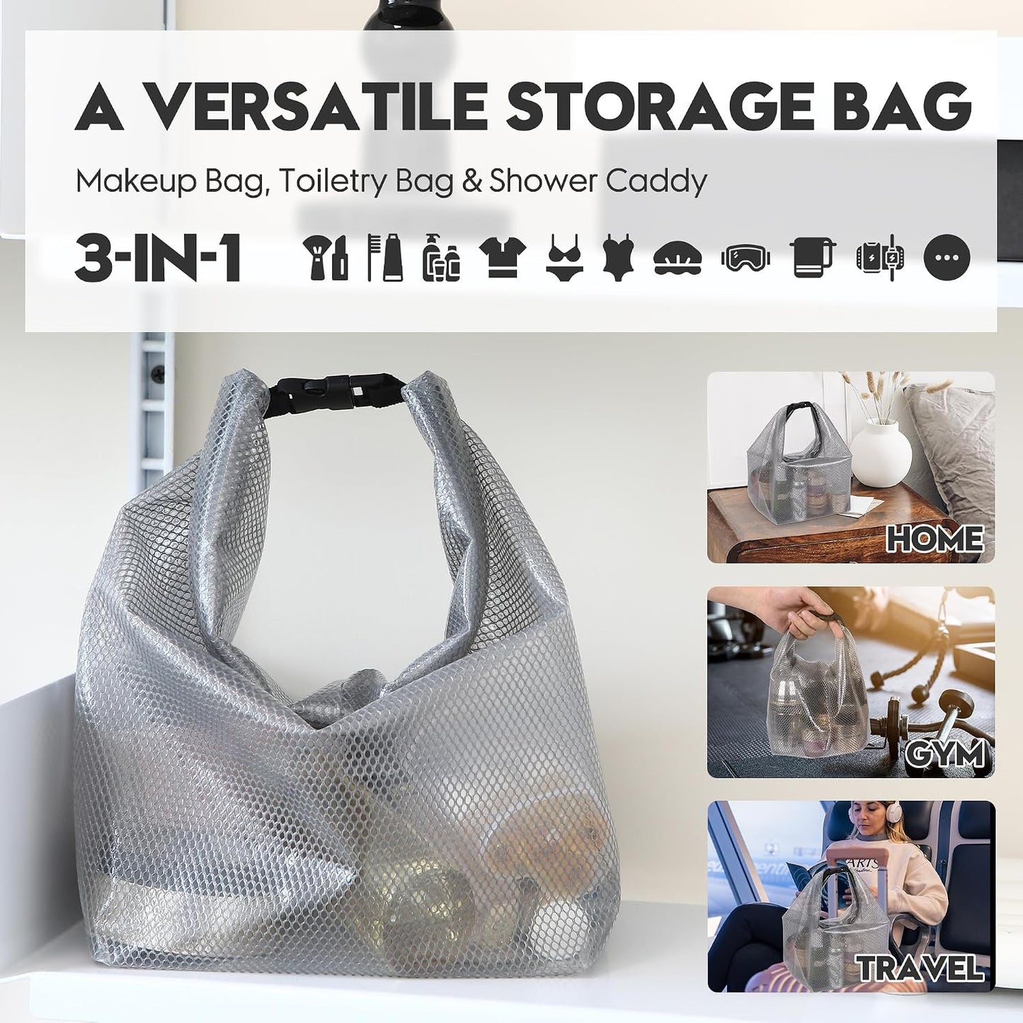 2-Pack Waterproof Travel Toiletry Bag, Makeup Organizer & Storage Pouch