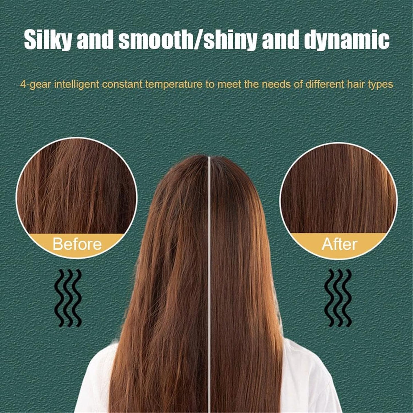 Negative Ion Hair Straightener Styling Comb with 5 Temp, 2 in 1 Brush and Curler 10s Fast Heating Anti-Scald