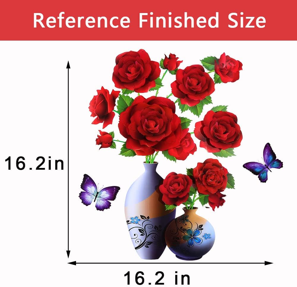 4PCS 3D Vase Stereo Flower Wall Stickers - DIY Purple Superposition Floral Decal - Removable Waterproof Art