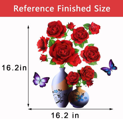 4PCS 3D Vase Stereo Flower Wall Stickers - DIY Purple Superposition Floral Decal - Removable Waterproof Art