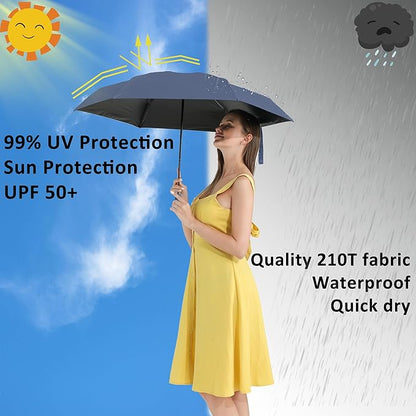 UV Protection Travel Umbrella Compact for Rain and Sun UPF 50+ Windproof Portable