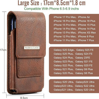 Men's Waist Phone Pouch with Card Slot, Magnetic Lock & Metal Belt Clip