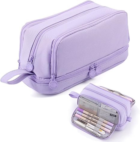 Large Capacity Pencil Case 4 Compartments, Pencil Pouch Bag with Zipper Portable Handle