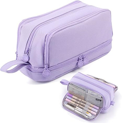 Large Capacity Pencil Case 4 Compartments, Pencil Pouch Bag with Zipper Portable Handle