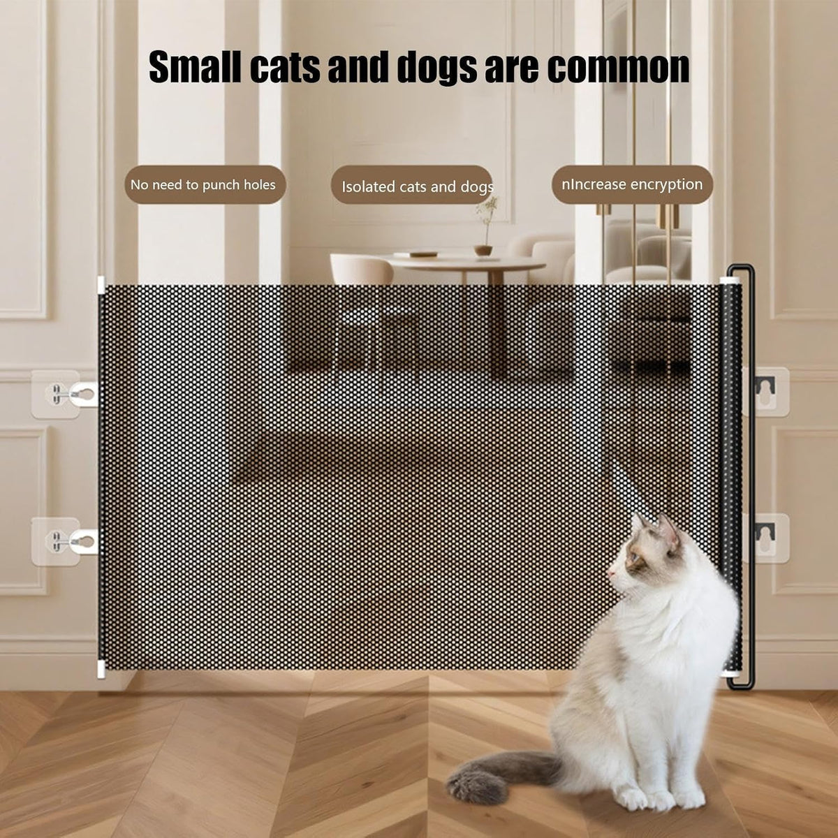 Retractable Stair Gate Safety Dog Gate Cat Door Barrier for Indoor Outdoor 40*125cm