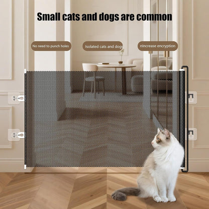 Retractable Stair Gate Safety Dog Gate Cat Door Barrier for Indoor Outdoor 40*125cm