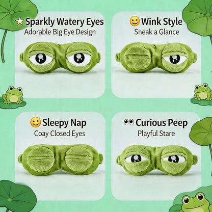 2PCS Cute Sad Frog Blindfold Eye Mask Plush Blindfold Travel Sleep Masks