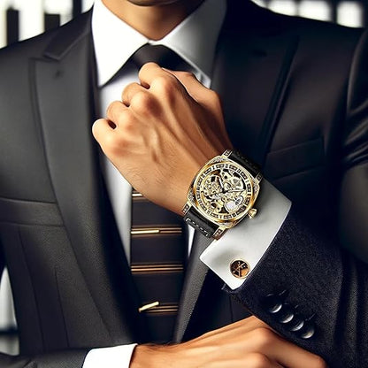 Men's Fully Automatic Mechanical Watch Hollow Wrist Watch for 50M Waterproof Sapphire Crystal