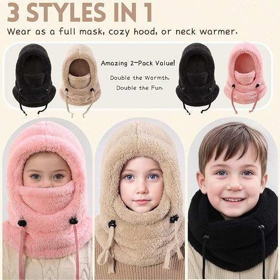 Winter Balaclava and Neck Warmer Hat for Kids