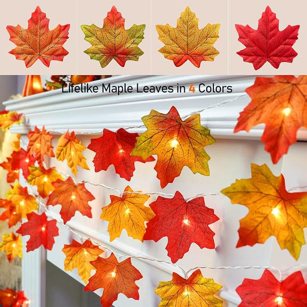 Fall Decor Enlarged Maples Leaves Lights Total 20Ft 40LED