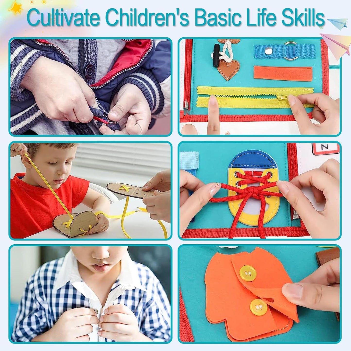 Busy Board for Toddlers 1-3 Sensory for 1+ Year Old Boys Montessori Learning Activity