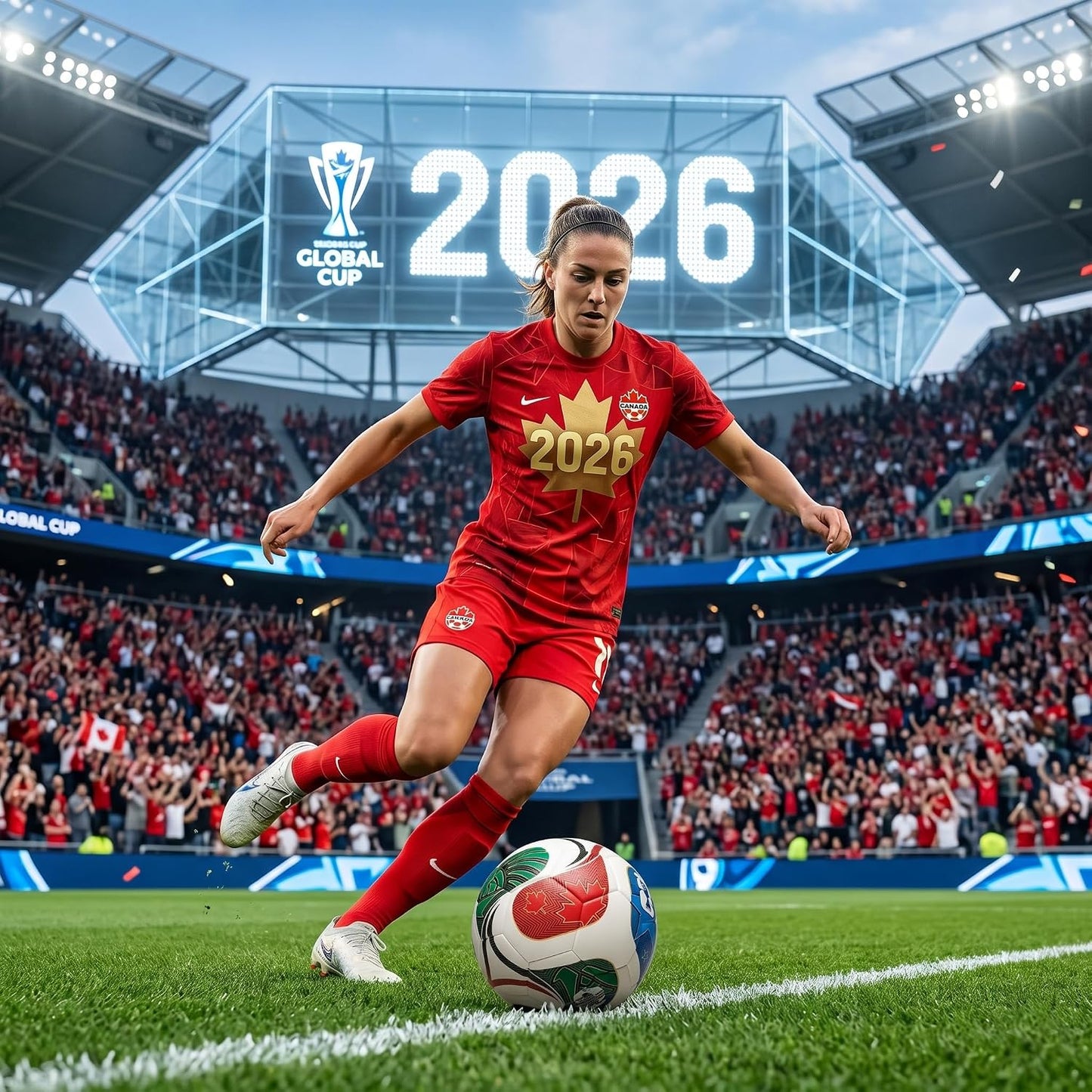 Premium Size 5 Official 2026 World Cup Football - Tri-Host Design – Butyl Bladder, Enhanced Grip Surface