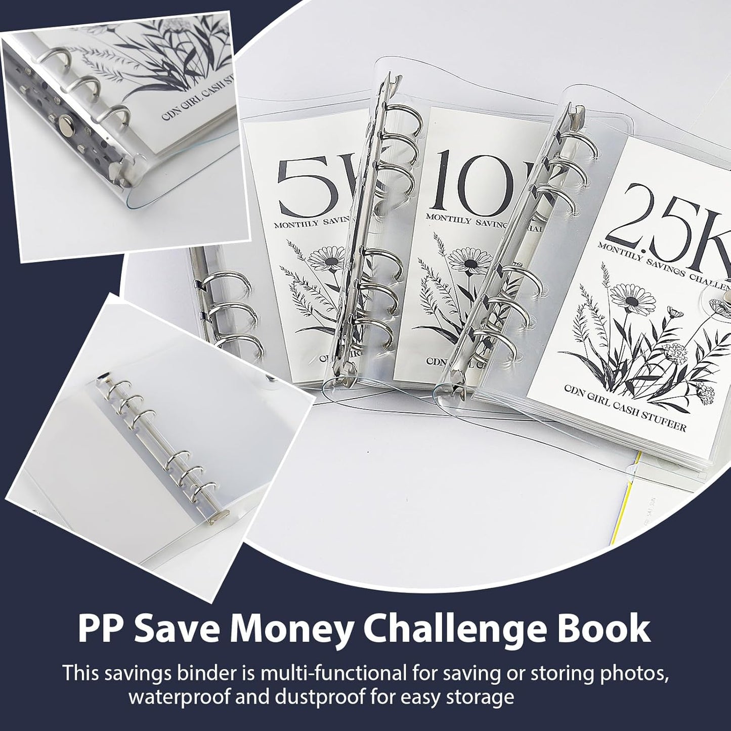 12-Month Money Savings Challenges Book with Envelopes, Money Saving Binder, Money Binder for Cash Saving