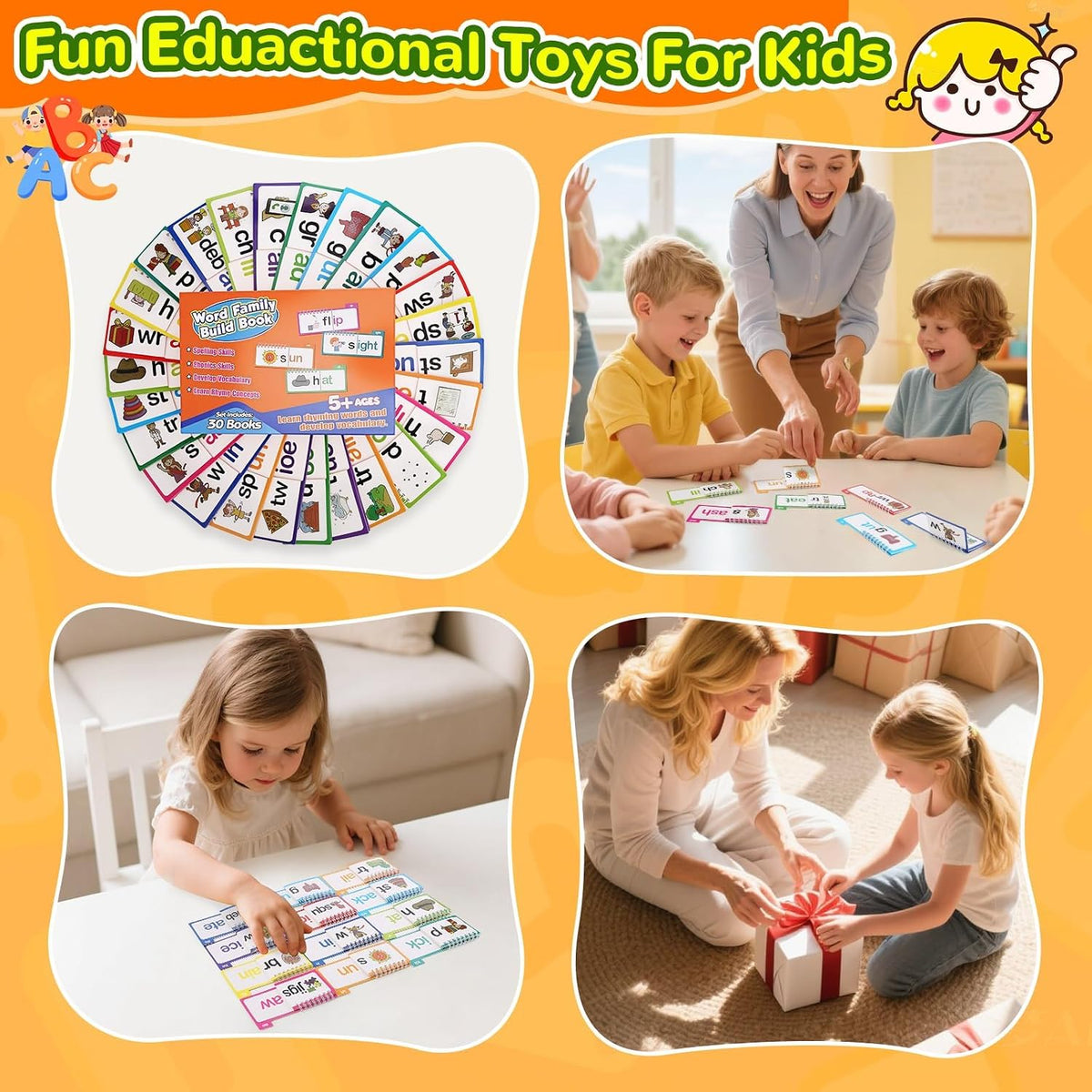 30 Pages Read and Rhyme Books, Phonics Flash Cards