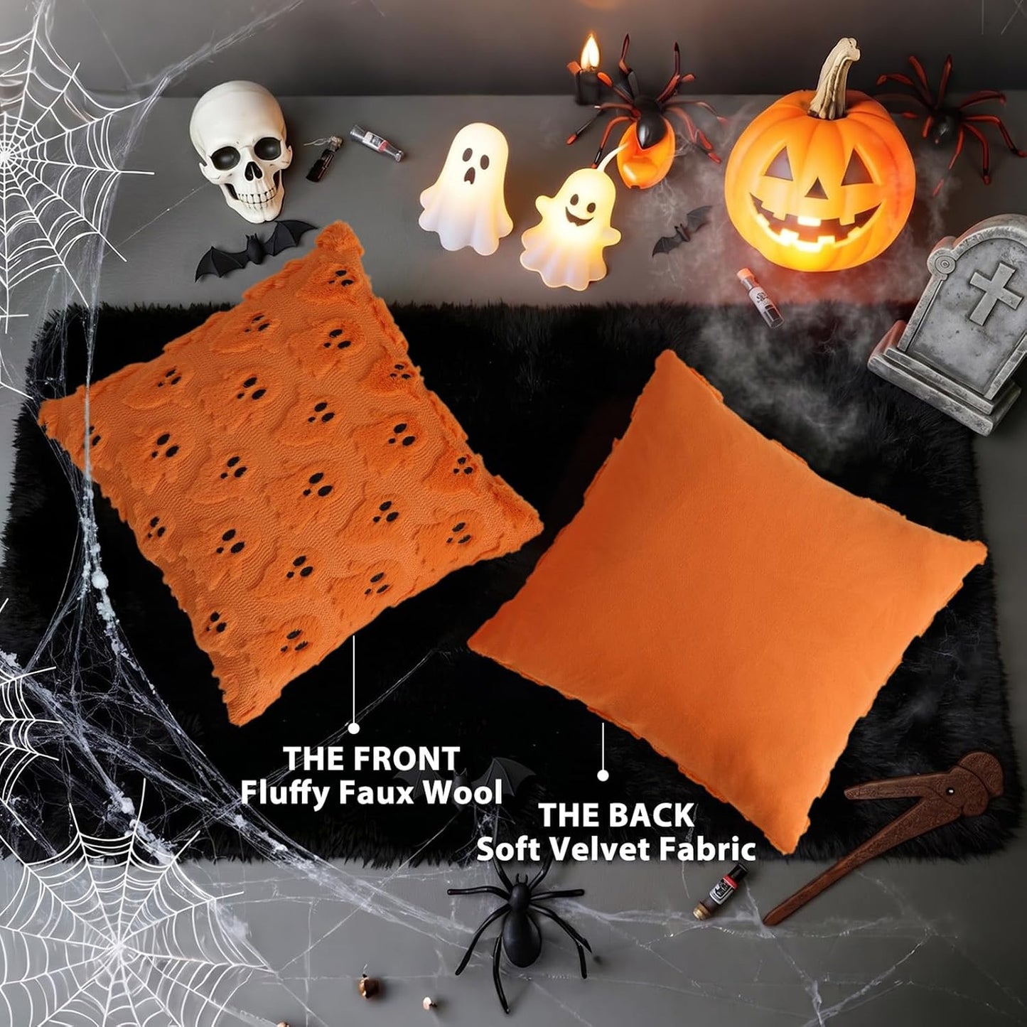 3Pcs Halloween Pillow Covers 18x18 inch Halloween Decor