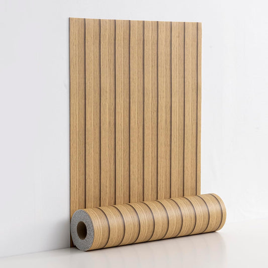 Wood Grain Slat Wall Panels Peel and Stick Faux Wood Thick Wallpaper