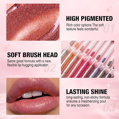 10 PCS Liquid Glitter Eyeshadow Set, Multichrome Glitter Shimmer Eye Looks