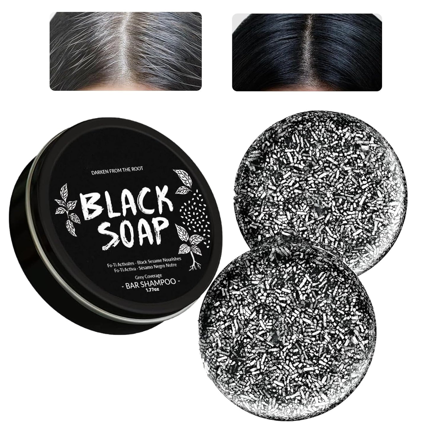 2 Pcs Gray Hair Reverse Bar Soap,Natural Gray Coverage for All Hair Types
