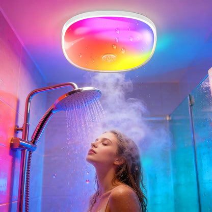 IP65 Waterproof Rechargeable Shower Light - 6″ 300LM Bright, 16 Colors