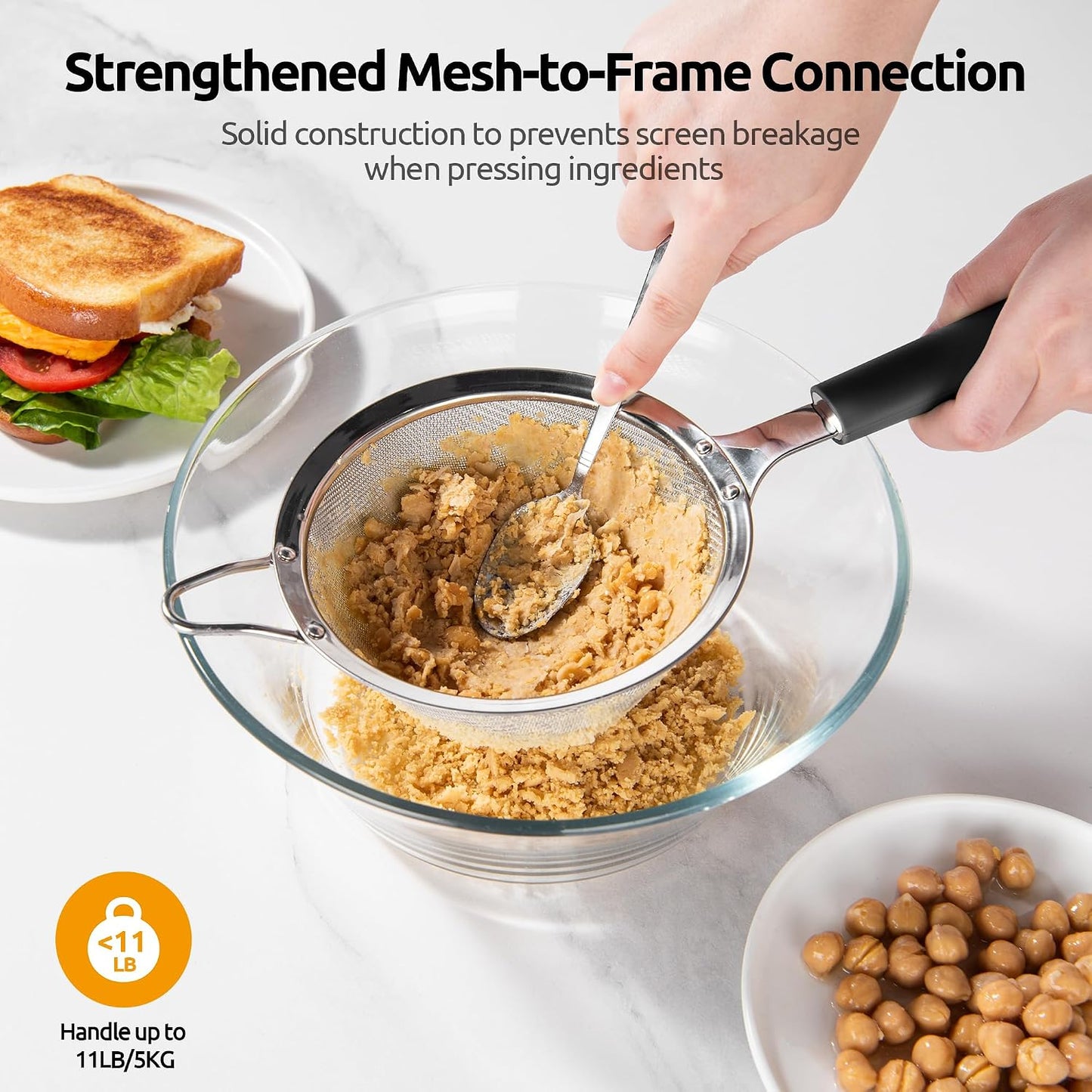 Fine Mesh Strainer - 3.4 Inch Round Sieve - Tea Strainers Soft-boiled Egg Magic Tool