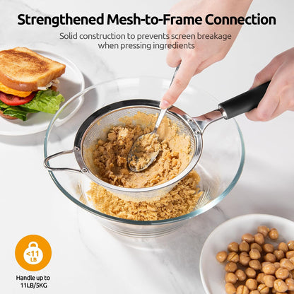 Fine Mesh Strainer - 3.4 Inch Round Sieve - Tea Strainers Soft-boiled Egg Magic Tool