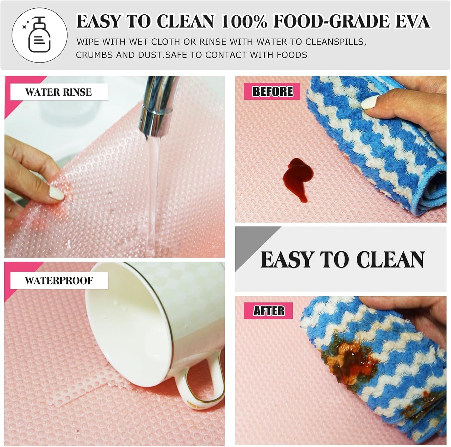 4Pcs Refrigerator Liners for Shelves Non-Adhesive Shelf or Drawer Liner