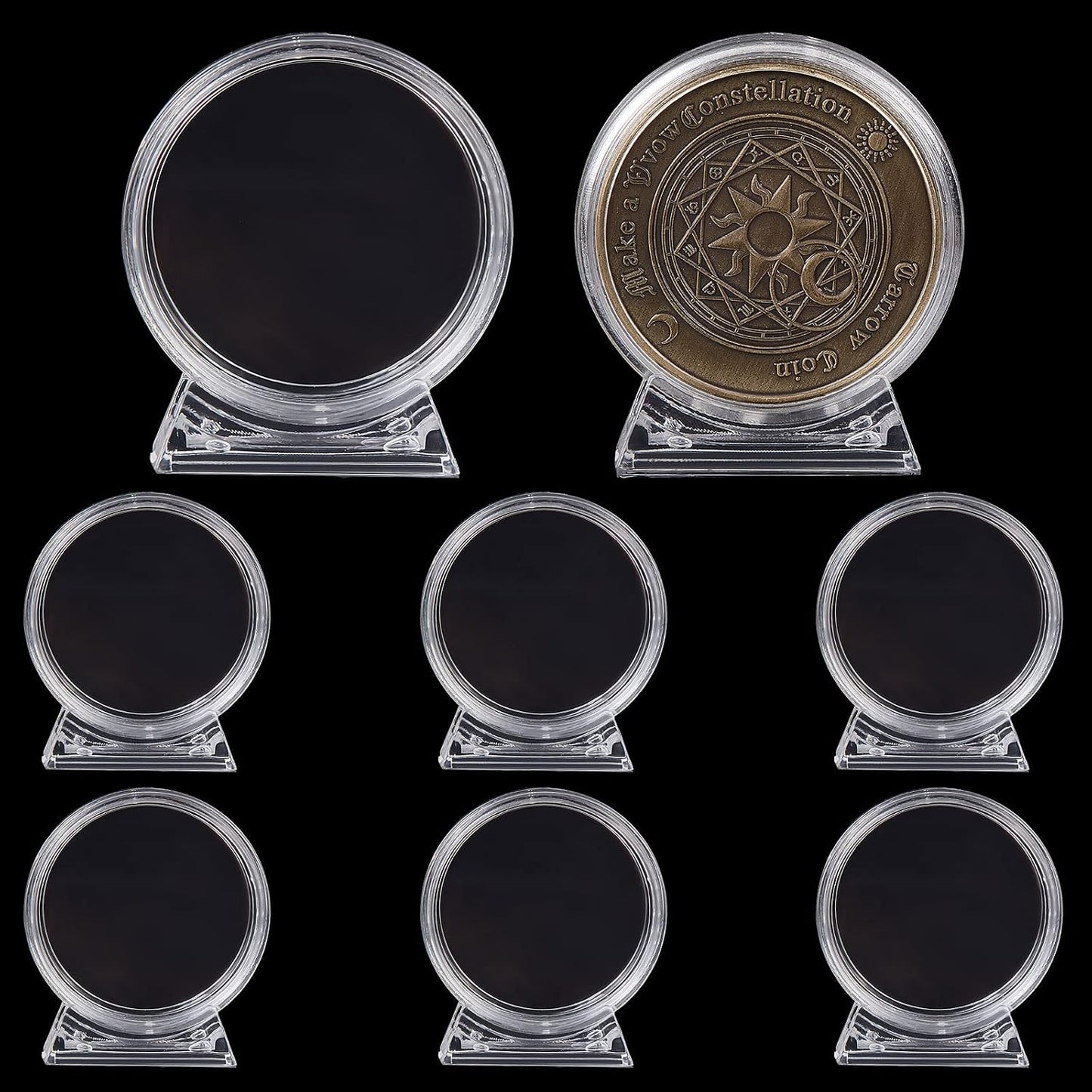 10pcs Transparent Challenge Coin Display Holders with Stands