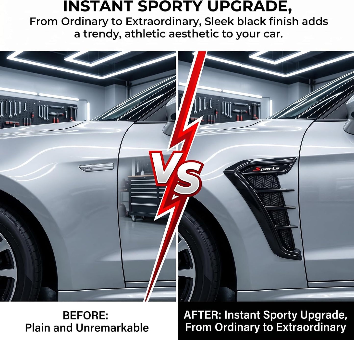 2PCS Car Fender Vents, Sporty Body Kit for Cars, TPU Scratch-Resistant Impact-Resistant